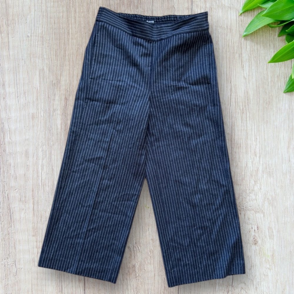Madewell Bryant Wide-Leg Pants in Gemma Stripe 100% Wool